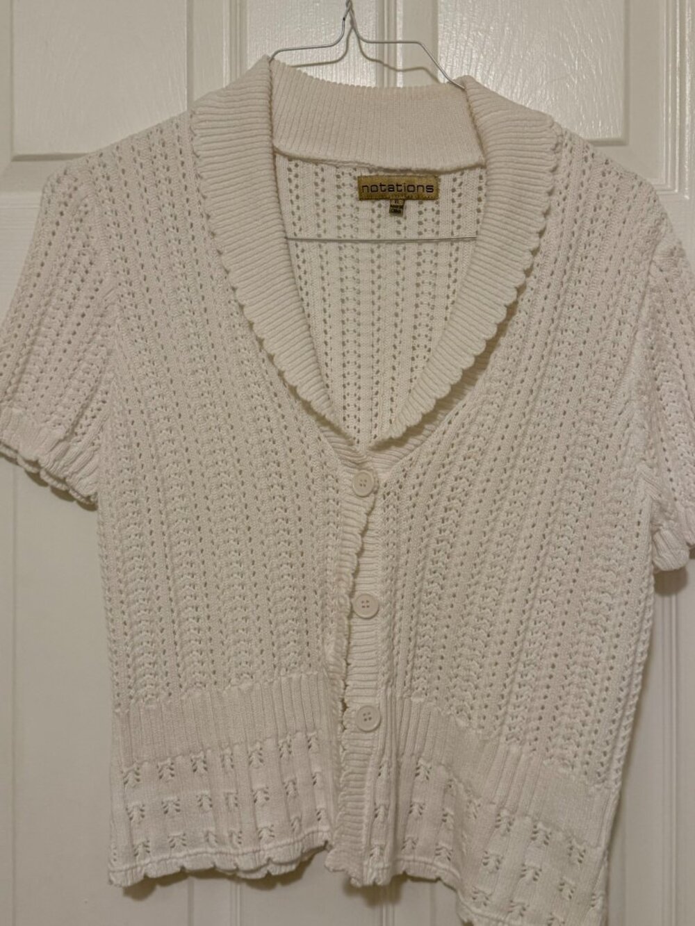 Notations white short sleeve sweater size XL